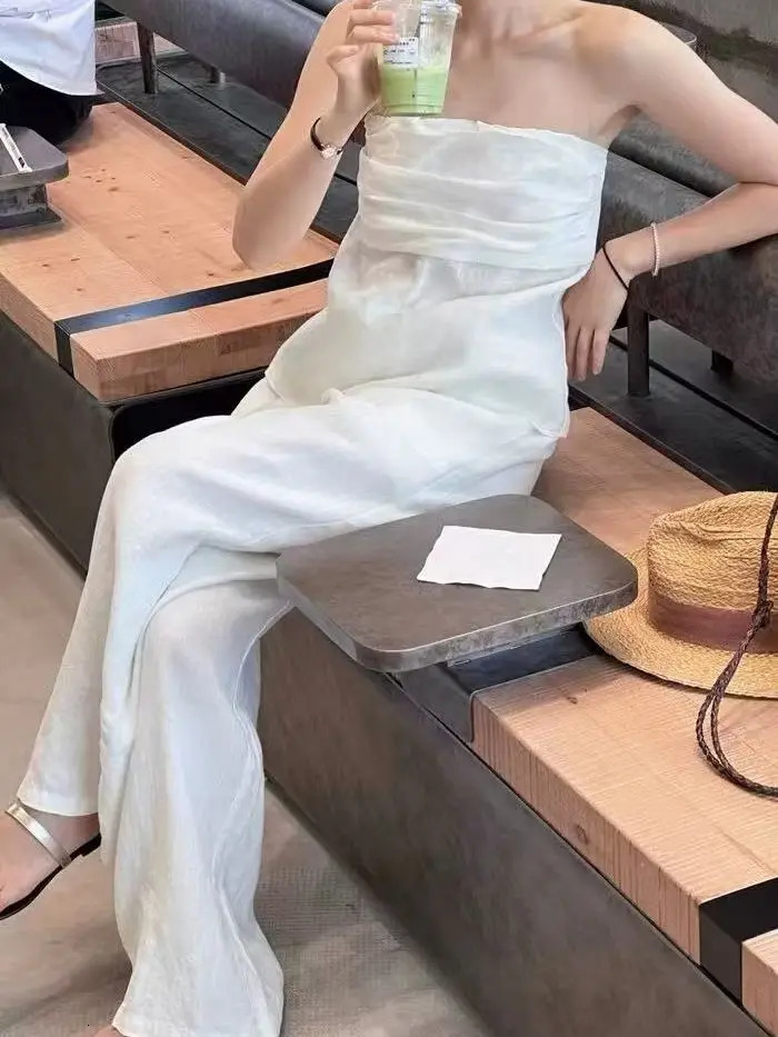 Casual 100 linen loose elastic waist long pants 260714banjia