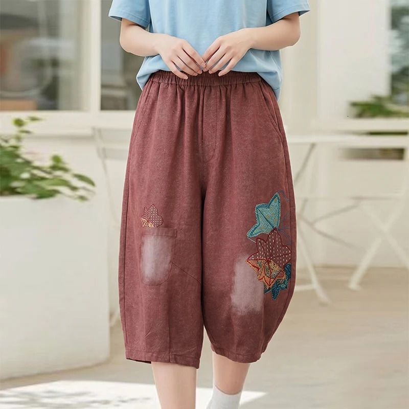 Womens Harem Trousers Patchwork Elastic Waist CalfLength Pants 2026 ZANZEA Vintage Casual Printed Denim Summer s Oversize 260714banjia