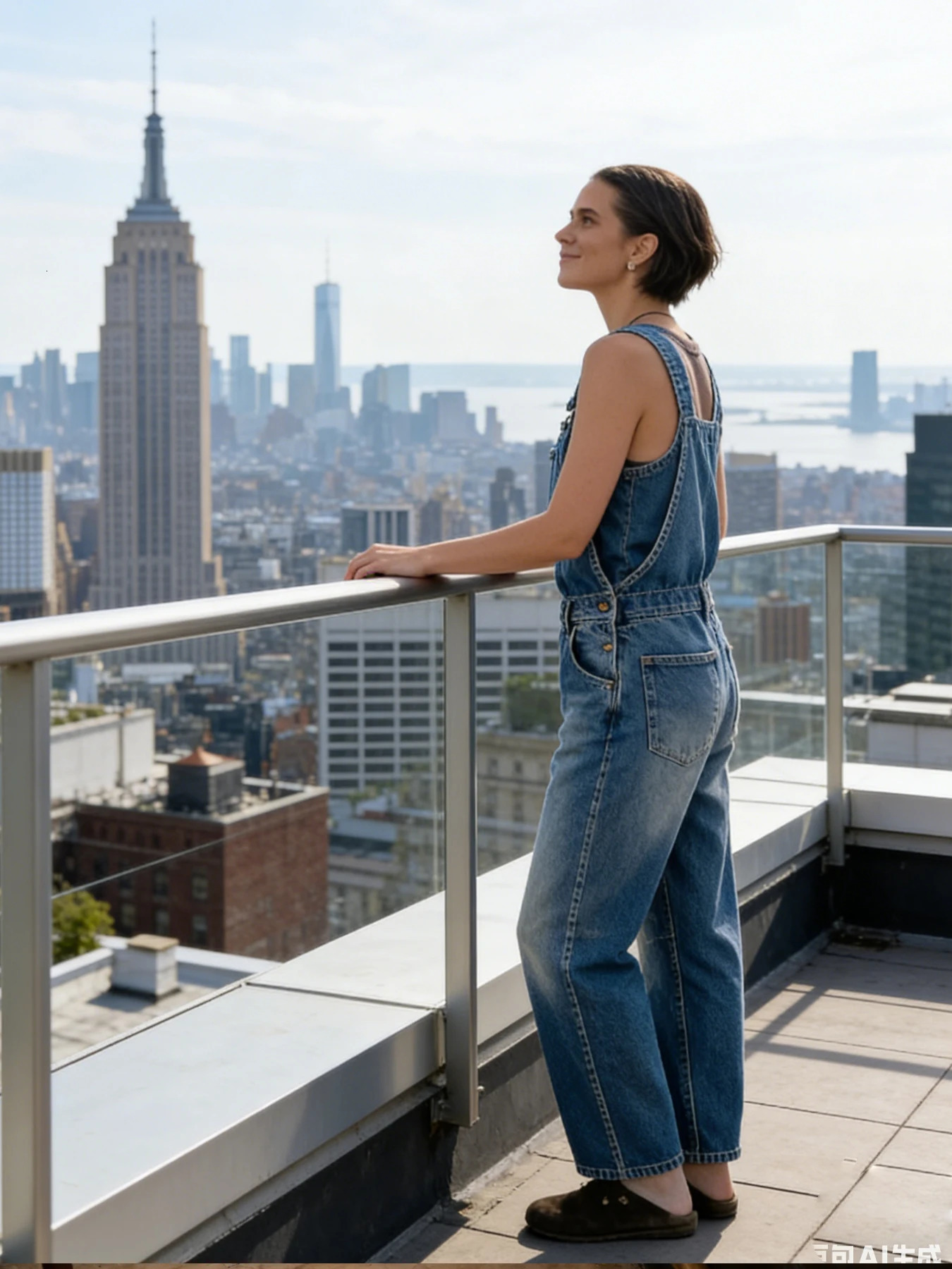 Womens Casual Style Denim Overalls HighWaist WideLeg Fit Gradient Wash MultiPocket Everyday Versatile Pants 260714banjia - view 5