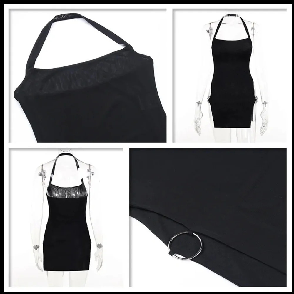 Halter neck circle open fork sexy dress summer vacation wind spice girl short skirt female show thin 260714banjia