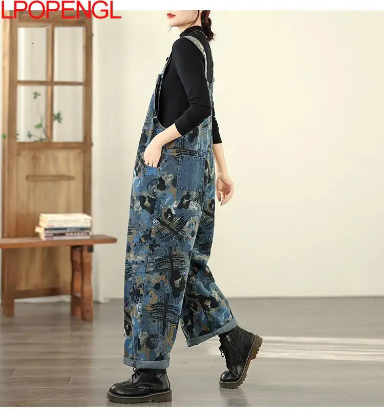 Personalized Retro Printed Jeans Temperament Pocket Fashion 2026 Womens Jumpsuit Casual Versatile Streetwear Straight Overalls 260714banjia - view 6