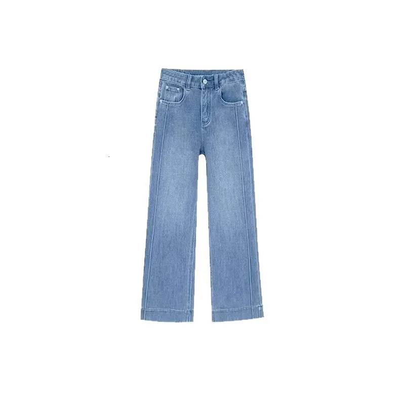 Women High Waist Wide Leg Pants Casual Loose Trousers Summer Solid Color Straight Fit Pocketed AnkleLength Jeans 260714banjia - view 6