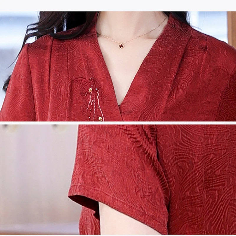2026 y Xiangyunsha Silk Gown Premium VNeck Guanle Crepe Summer Dress 260714banjia