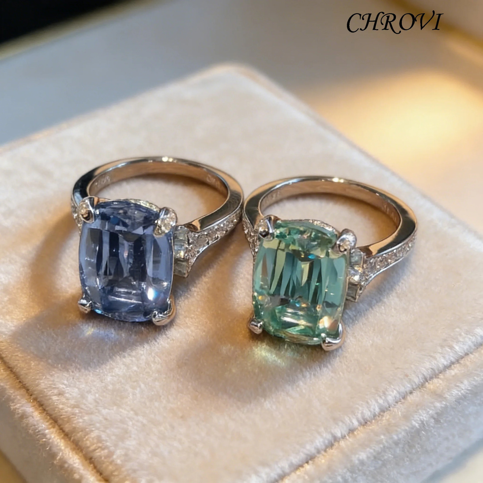 Fashion 925 Sterling Silver y Ice Flower Cut Paraiba Tourmaline Ring - Blue Sapphire Round Diamond Ring for Women 260715