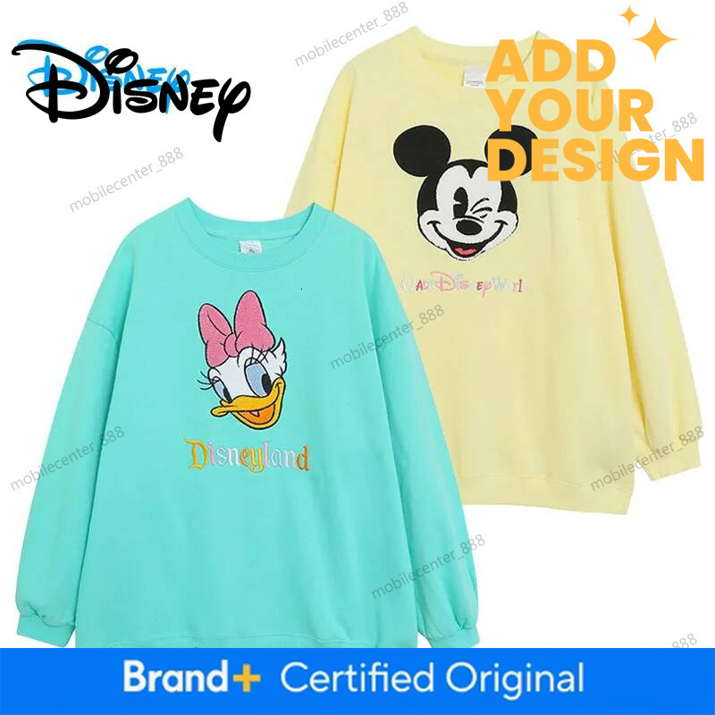 Disney World Disneyland Embroidery Sweatshirt Women Casual Fleece Jumper Mickey Daisy Duck Cartoon Loose Pullover Top O Neck