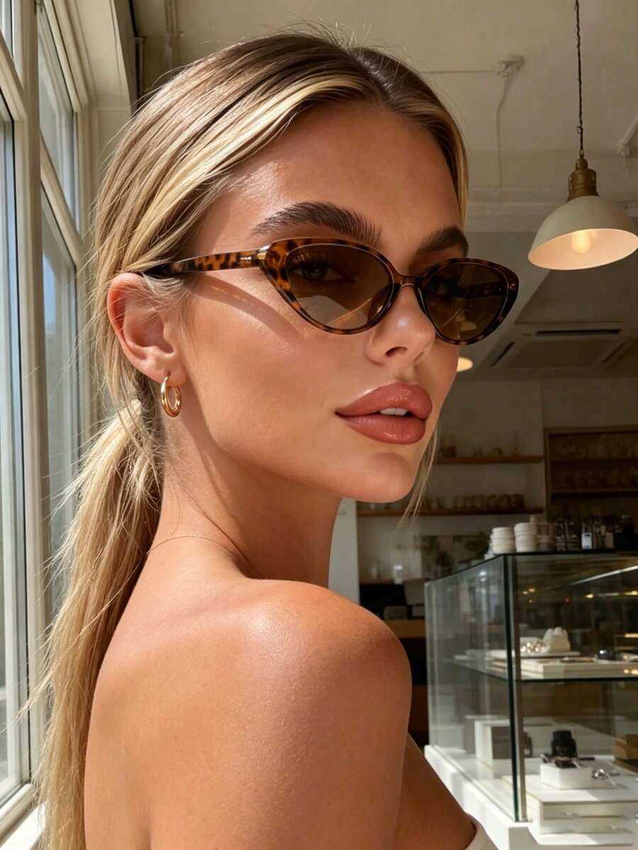 1 Pair Unisex Leopard Print Cat Eye Bohemian Style Fashion Glasses Suitable For Vacation Travel Beach Elegant DesignFashion Decorative GlassesVacatio  - view 5