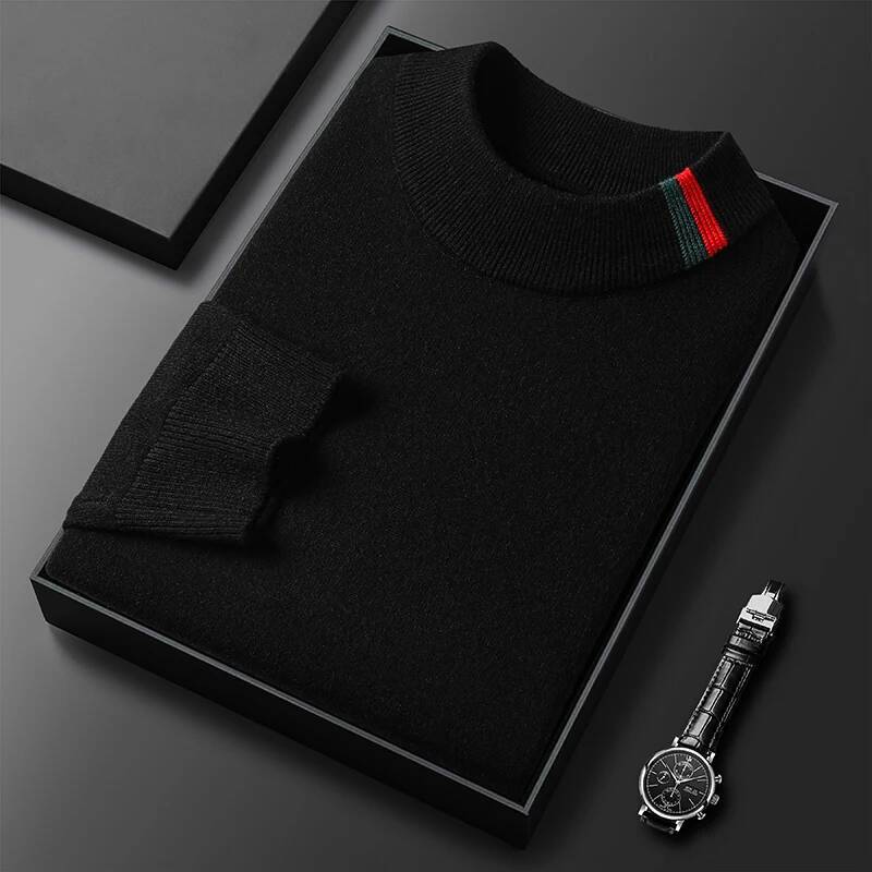 High End Brand Embroidered Round Neck Sweater Men's Autumn Winter European Trend Personalized Jacquard Casual Knitted Pullover - view 5