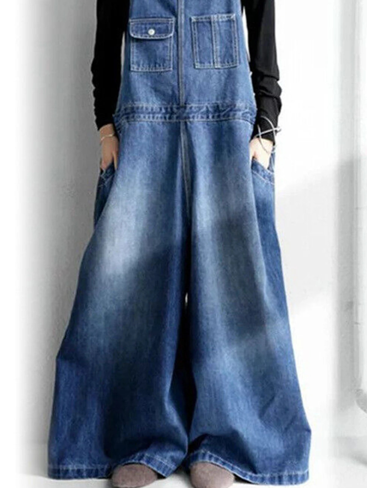 Women Denim Overalls Vintage Streetwear Loose Jumpsuit Korean Straight Wide Leg Pants Casual Jeans Oversized All Match Trousers 260714banjia - view 4