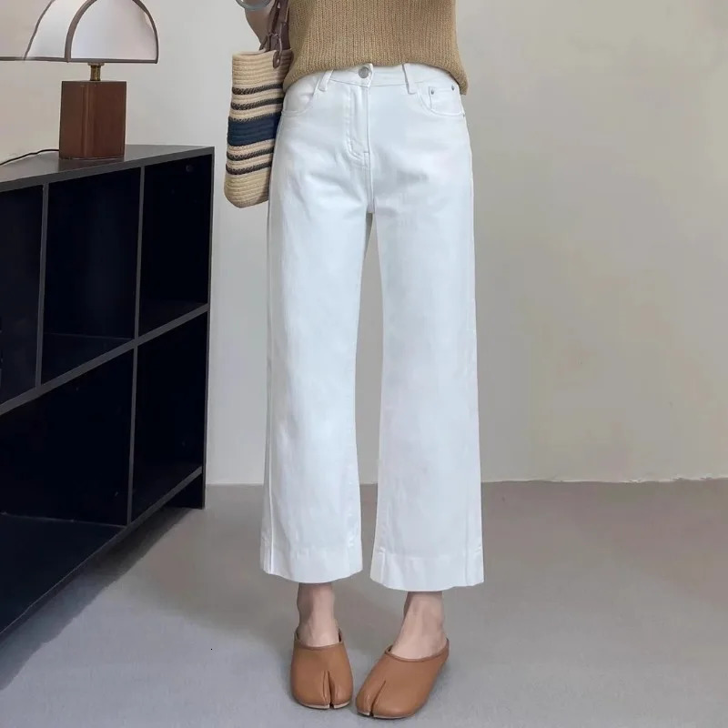 Women High Waist Wide Leg Pants Casual Loose Trousers Summer Solid Color Straight Fit Pocketed AnkleLength Jeans 260714banjia - view 4