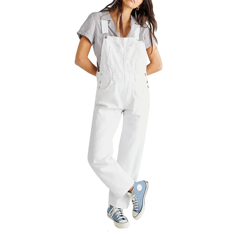 Fashion Denim Overalls for Women Loose Fit Classic Bib Casual Jean Stretchy Overall Jumpsuit Tapered Leg Pants 260714banjia