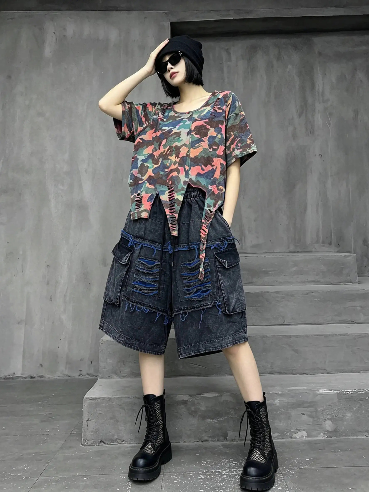 Unique Fashion Denim Jean Cropped Wideleg Summer LX6048 260714banjia
