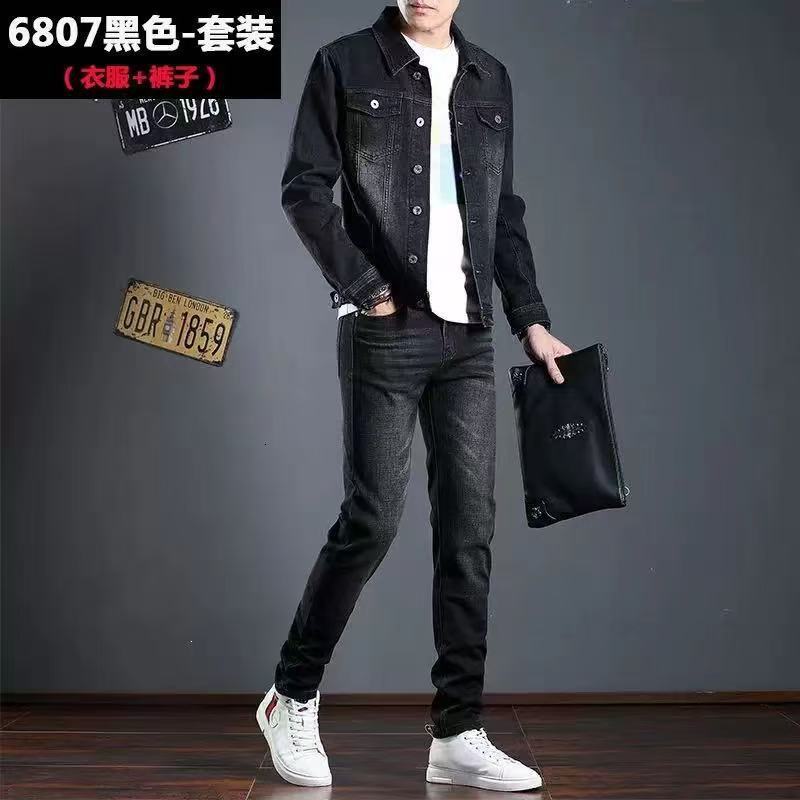 Spring/Autumn Mens Denim Two Piece Set Vintage Product Jacket Pencil Pants Fashion Jacket Jeans Matching Set Mens 240824 - view 9