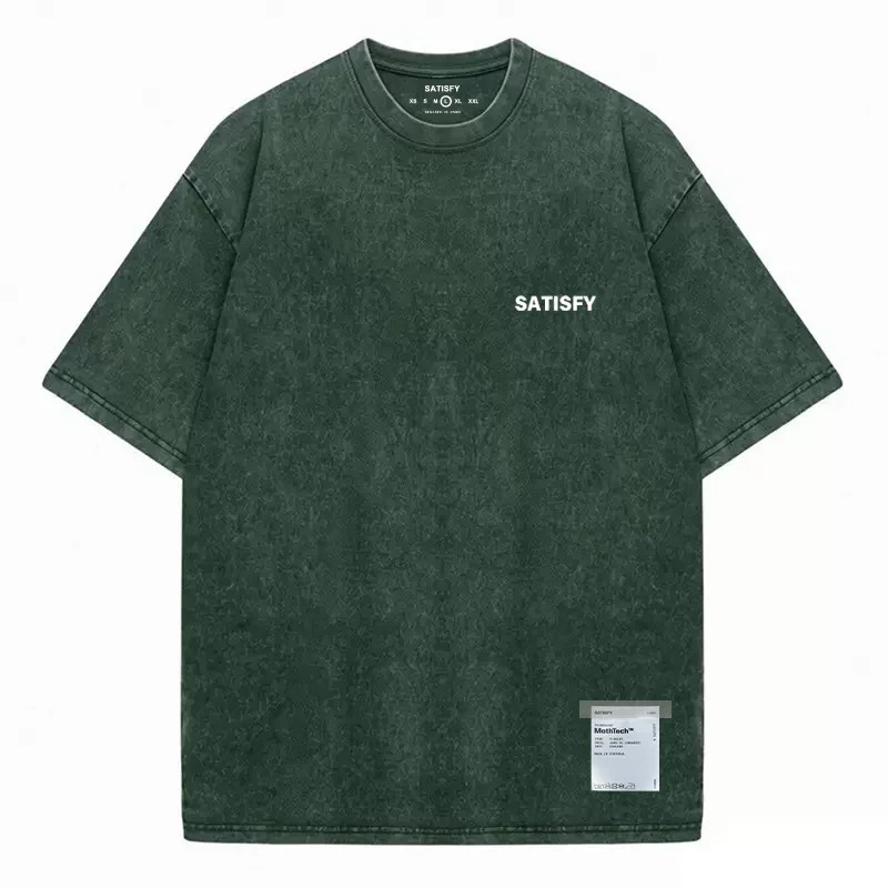 Trendy SATISFY Running MothTech Muscle Round Neck Distressed Pure Cotton Printed Short Sleeve T-shirt Casual Loose Fit Youth 260714 - view 3