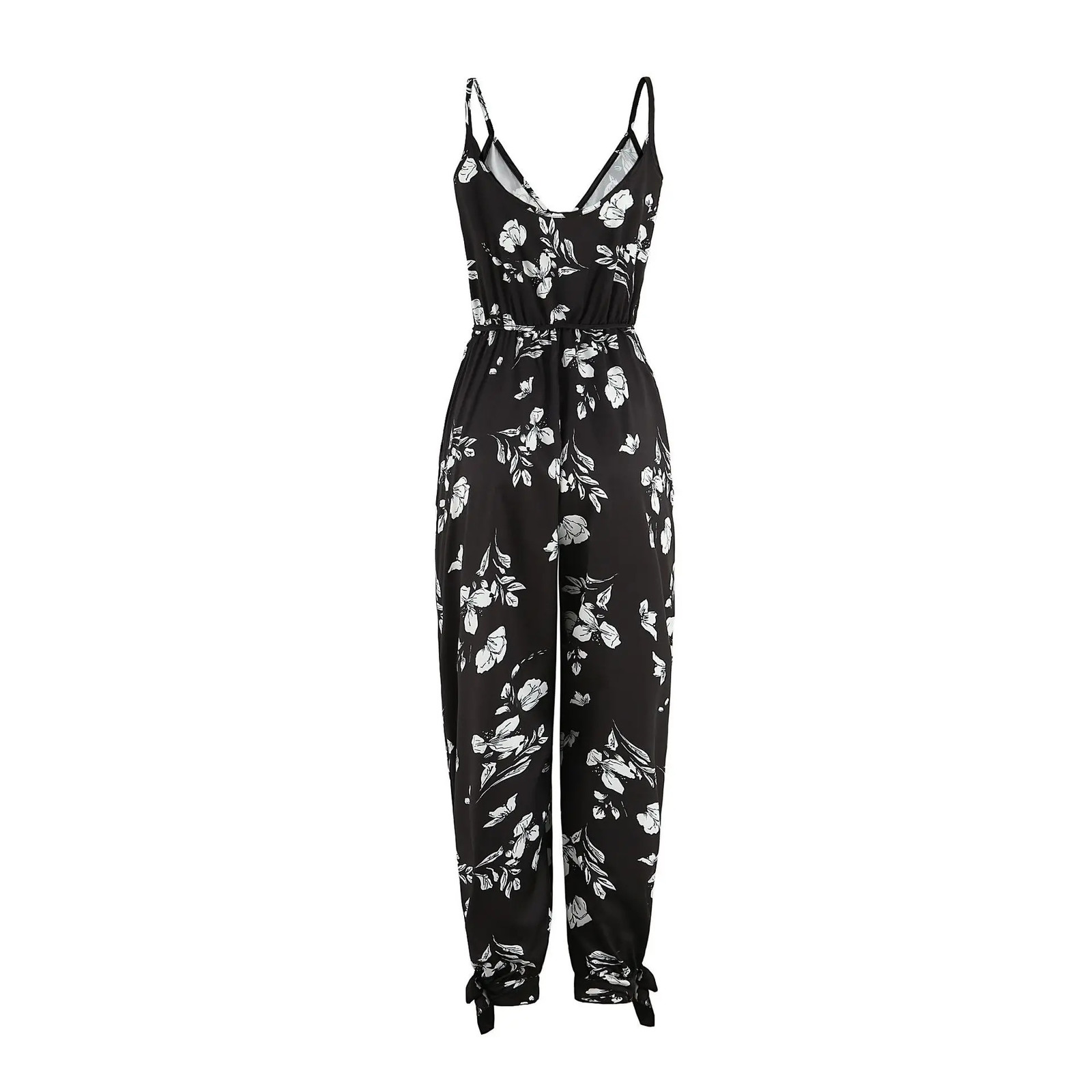 Spring and summer womens camisole jumpsuit crossborder printed sexy backless lace up Vneck 260714banjia