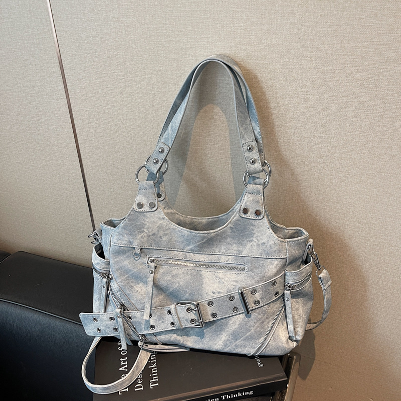2025 Korean niche handbag vintage style for trendy girls single shoulder underarm large capacity commuter crossbody tote bag dhmallking - view 4