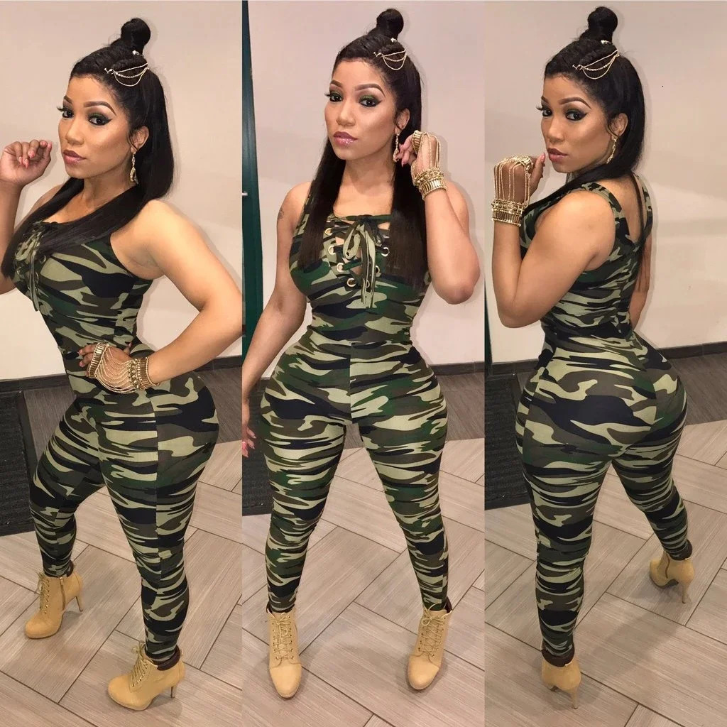 Women Overalls 2024 Bodysuit Print Bandage Womens Jumpsuits Fashion Sexy Rompers Pants Sleeveless Casual 260714banjia