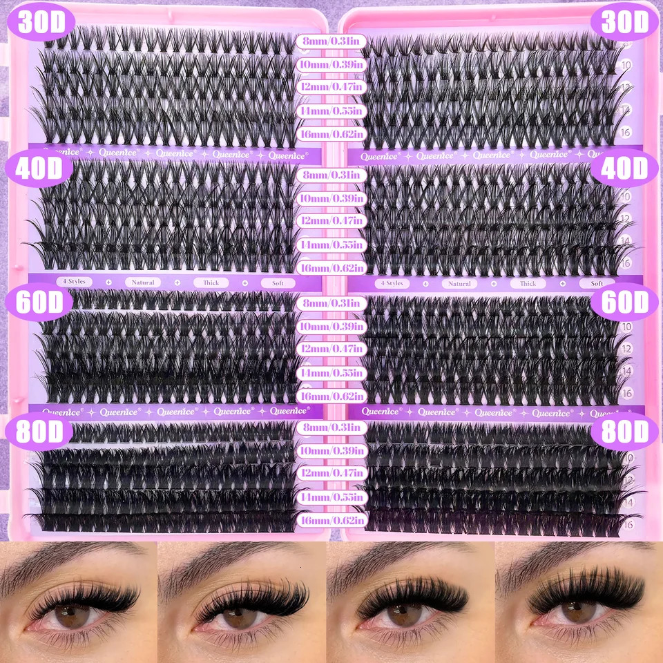 QUEENICE Lashes Cluster DIY Lash Extension Mixed Tray Clusters Eyelashes Fluffy Individual Lashes Cat Eye Lash Extension260716 - view 3