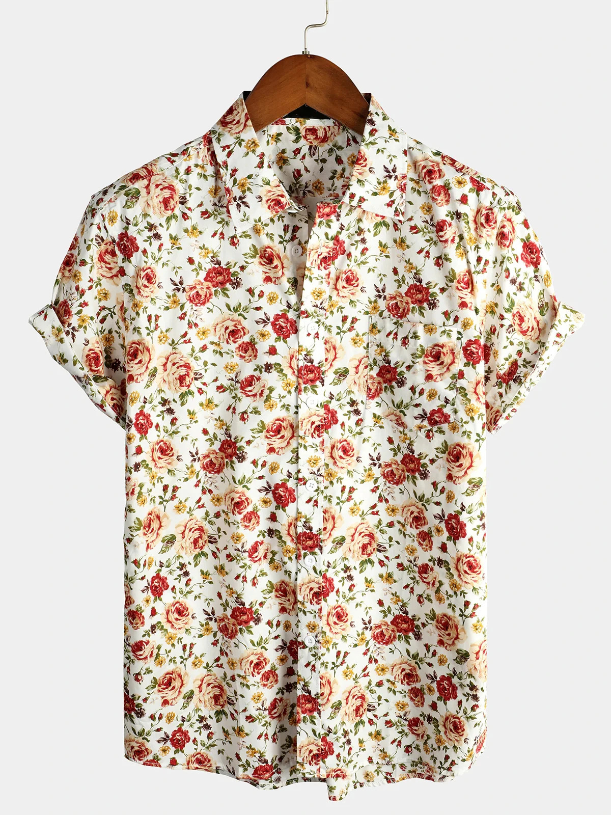 Mens Striped Casual Holiday Short Sleeve Orange Summer Button Down Shirt Hawaiian Shirt Summer Spring Lapel Button Down a260716 - view 7