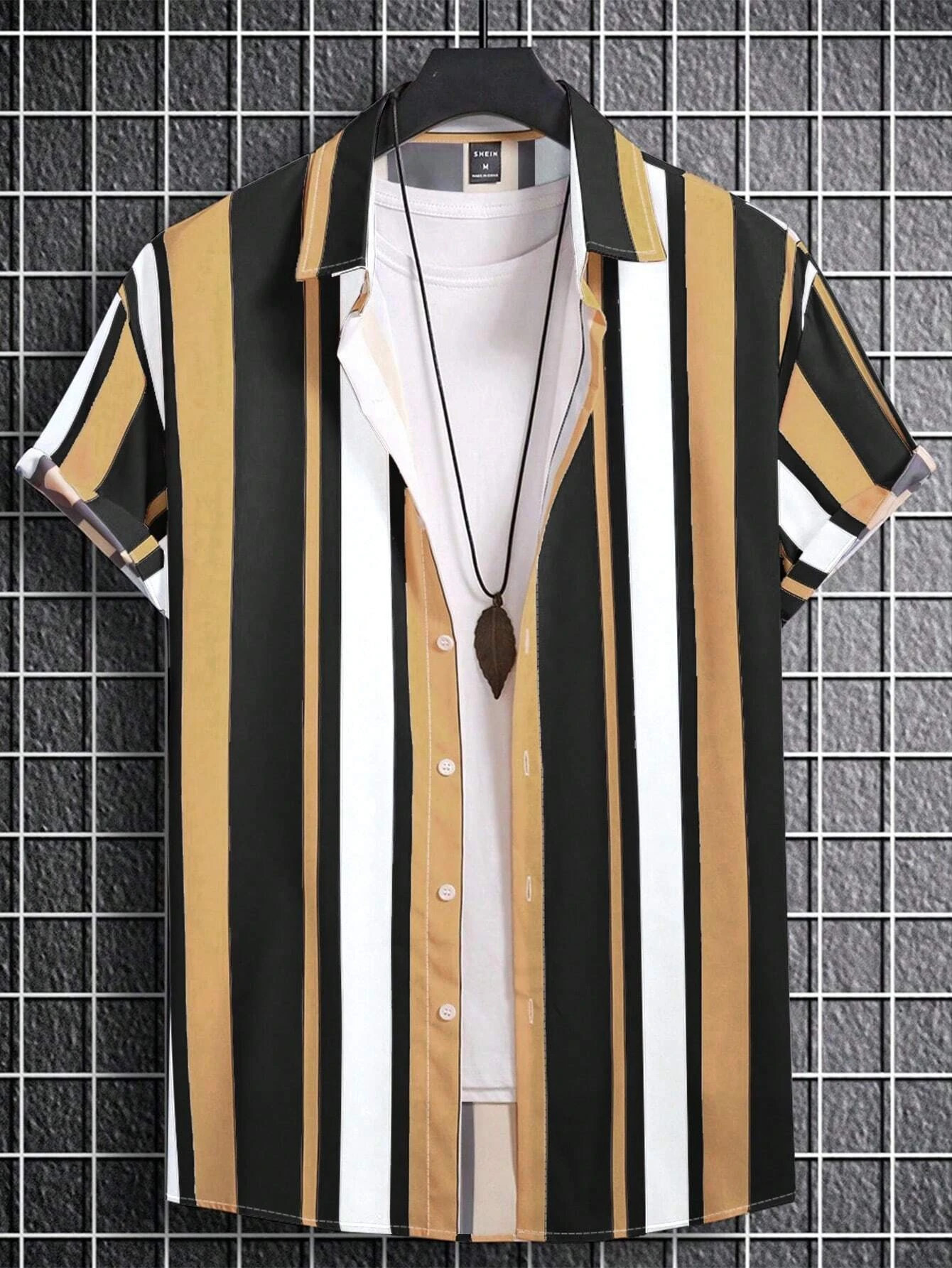 Men Women Shirts Colorful Striped Pattern Print Short Sleeve Shirts Fashion Button Short Sleeve Tops 260716 - view 3