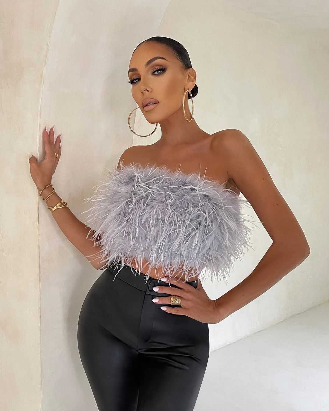 Mini True Multicolor ostrich feather Skirt Elastic Waist Sexy Clothing Club Party Dance Rave Short Skirt Note select 3 colors C260617 - view 3