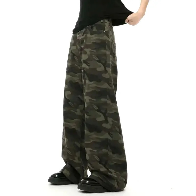 IEFB Vintage Camouflage Mens Jeans Fashion Washed Casual Wide Leg Denim Pants Autumn Winter Loose Male Trousers Old Blue 9C354 260715CJ - view 4
