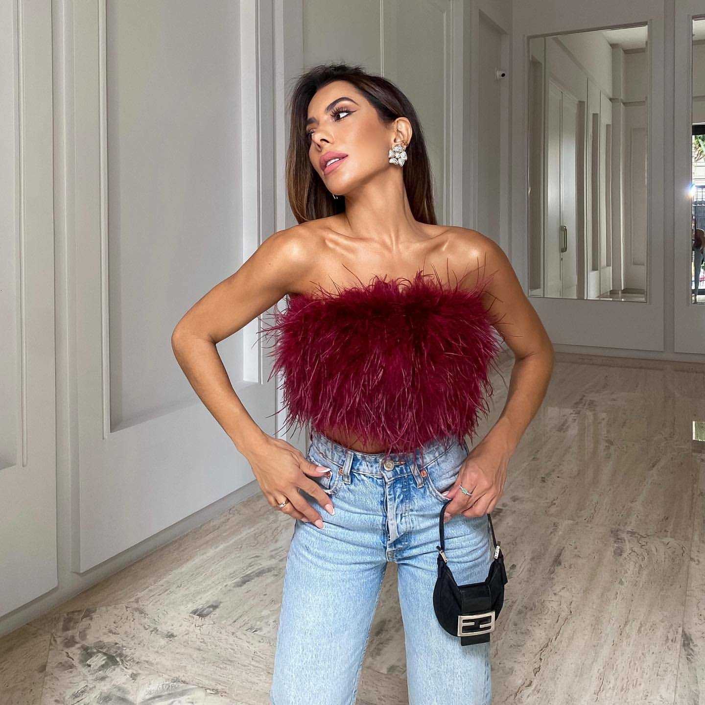 Mini True Multicolor ostrich feather Skirt Elastic Waist Sexy Clothing Club Party Dance Rave Short Skirt Note select 3 colors C260617 - view 8
