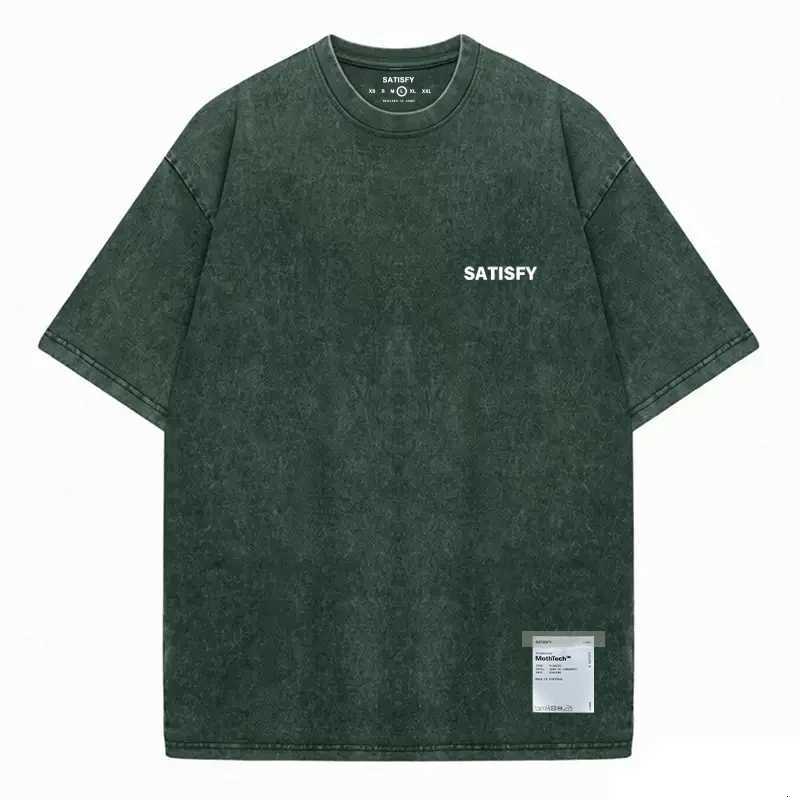 MothTech Running Trendy Muscle SATISFY Round Neck Distressed Pure Cotton Printed Short Sleeve T-shirt Casual Loose Fit YouthJ260715