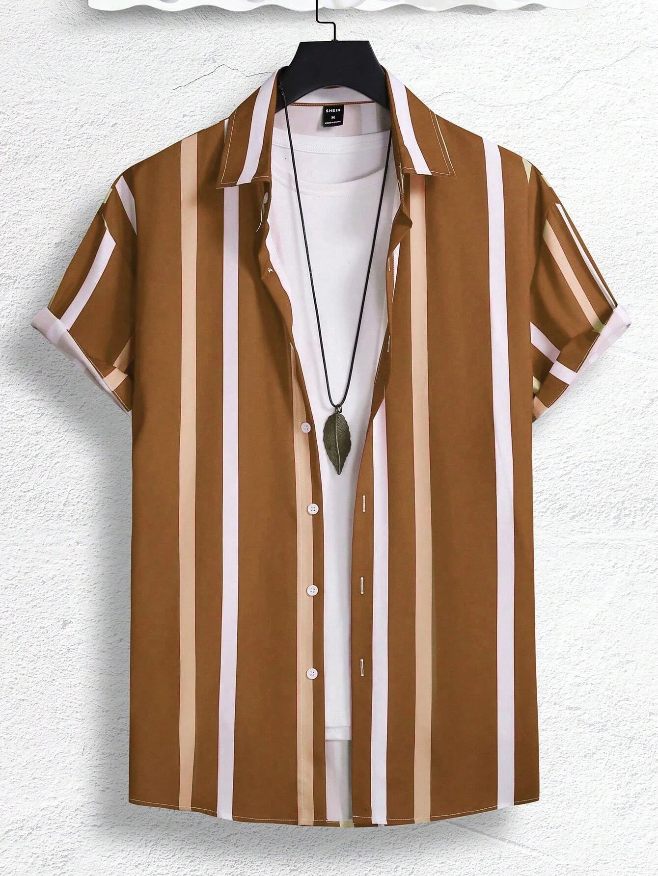 Men Women Shirts Colorful Striped Pattern Print Short Sleeve Shirts Fashion Button Short Sleeve Tops 260716 - view 4