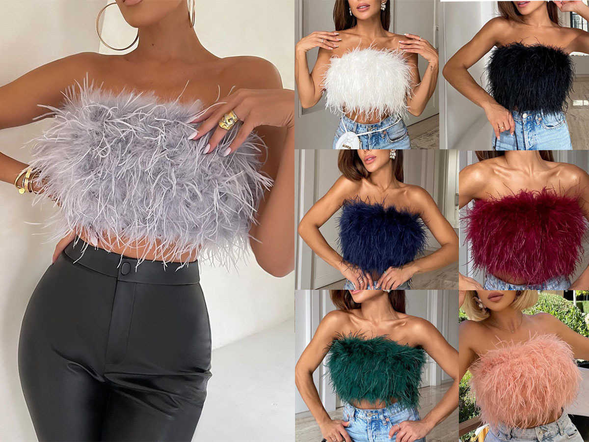 Mini True Multicolor ostrich feather Skirt Elastic Waist Sexy Clothing Club Party Dance Rave Short Skirt Note select 3 colors C260617
