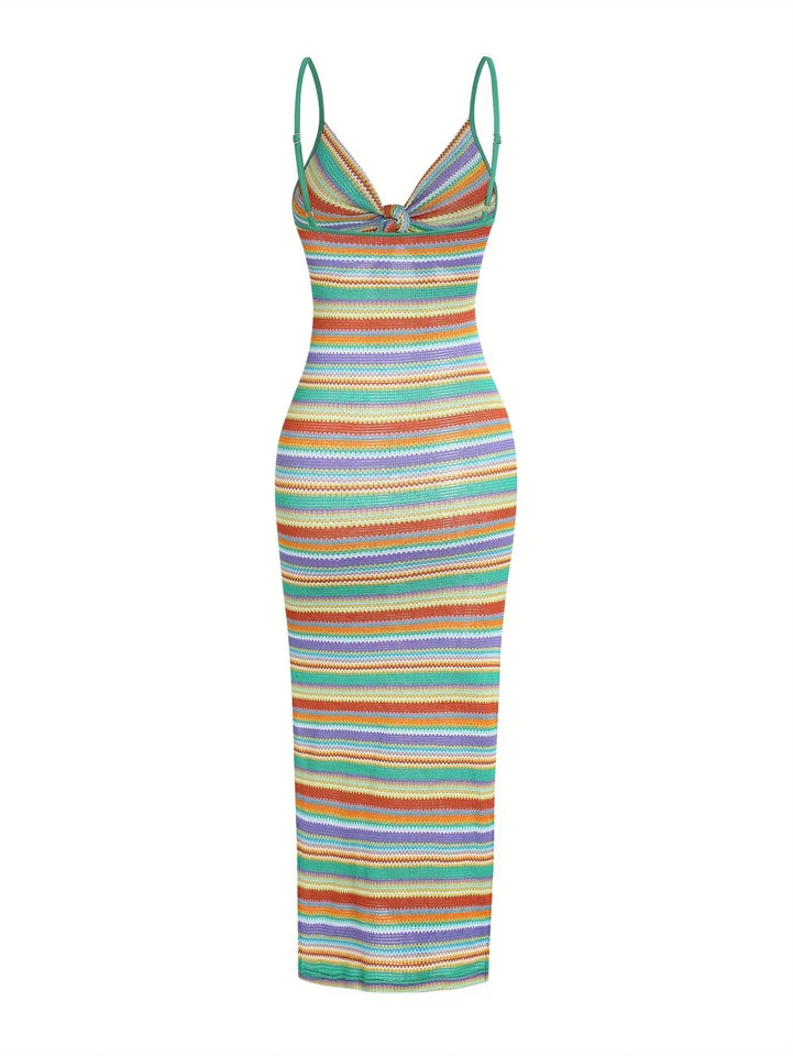 A Fashionable Striped Knitted Sleeveless Halter Dress and a Sexy Tie Long Dress That Are in Europe and America for Sprin 260715 - view 3