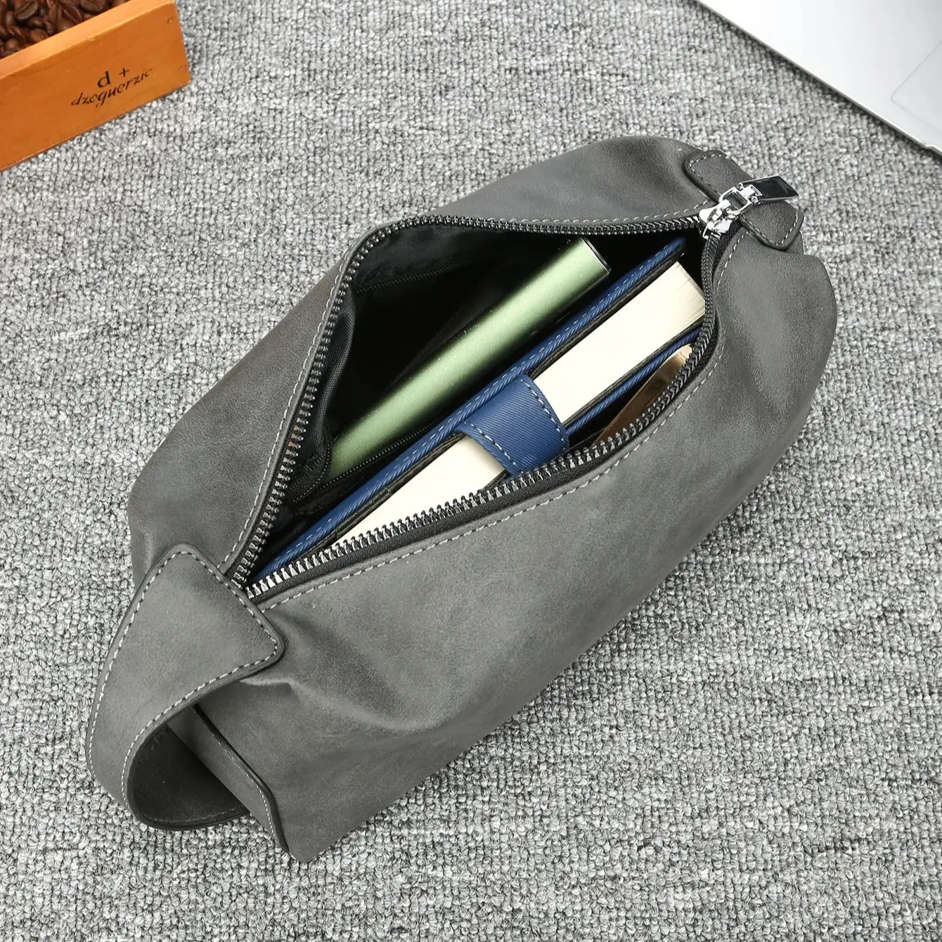 Mens Pu Leather Toiletry Bag Large Capacity Travel Dopp Kit with Double Zipper Portable Shaving Pouch for Daily Use 260715 - view 4