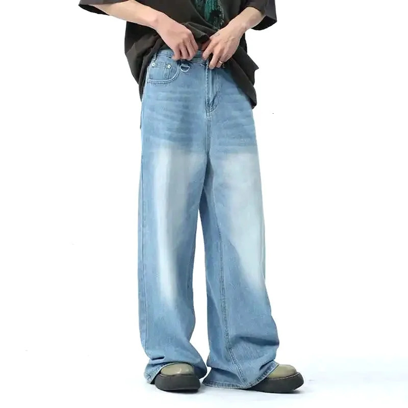 IEFB Vintage Camouflage Mens Jeans Fashion Washed Casual Wide Leg Denim Pants Autumn Winter Loose Male Trousers Old Blue 9C354 260715CJ - view 7