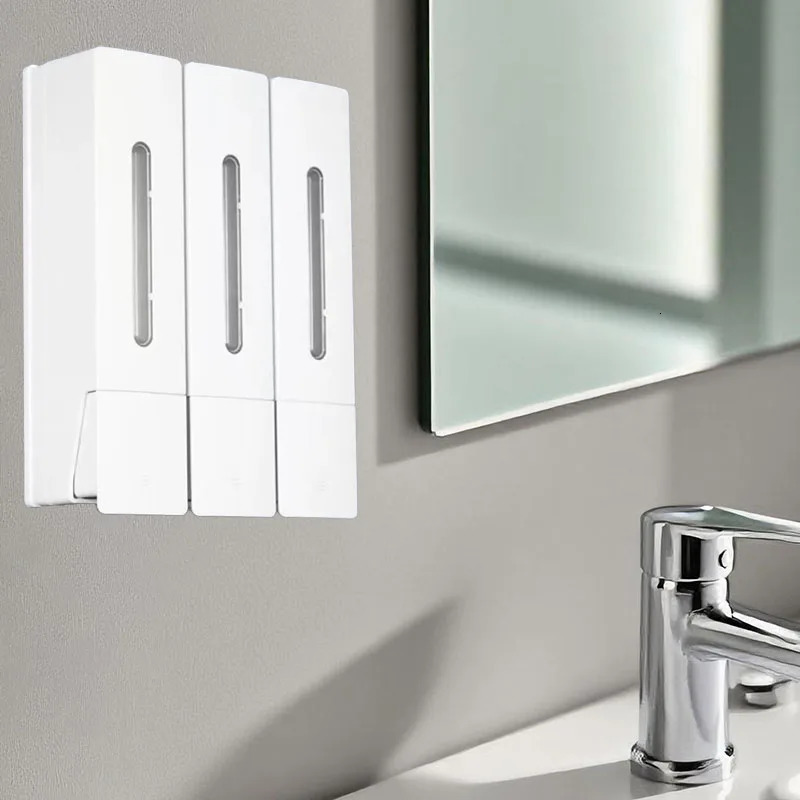 Double Head Wall-mounted Manual Soap Dispenser Shampoo el Household Bathroom Punch-free Soap Dispenser 400ML Large Capacity 260715BJ - view 3
