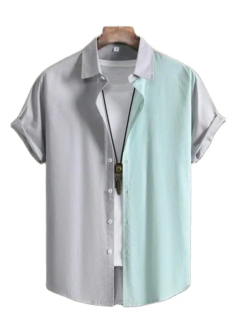 Alternating Striped mens Shirts Summer Minimalist Shirts Beach Casual Style Short Sleeved Shirt Mens Hawaii Vacation Shirt a260716 - view 3