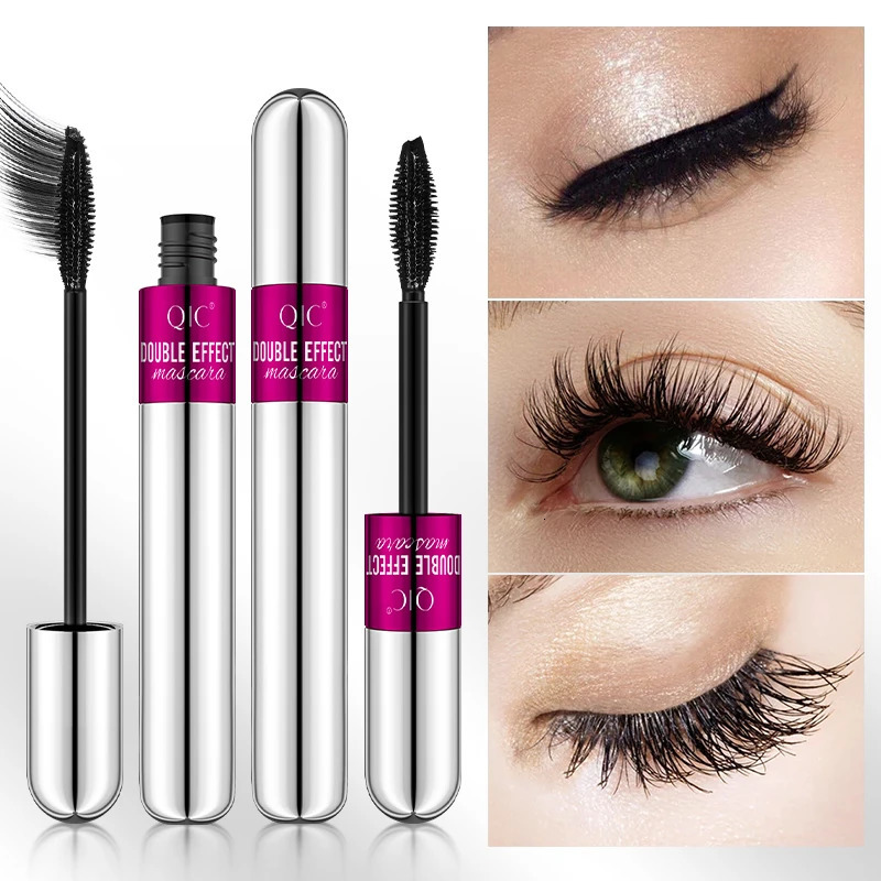 2 In 1 Double-ends 4D Silk Fiber Eyelash Mascara Quick Dry Waterproof Thick Curling Rimel Maquiagem Silver Tube Eyelas 260715 - view 5
