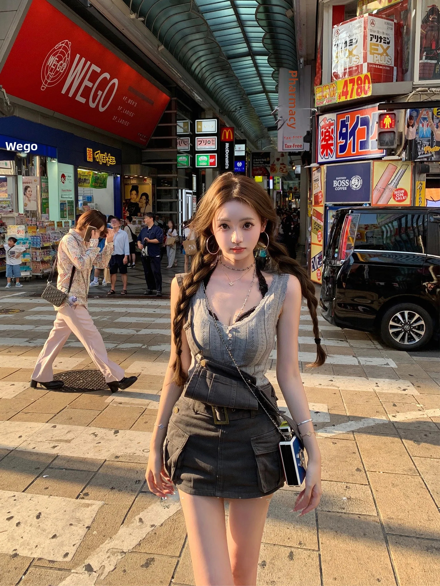 Sakura Sister AntiAging Tool ThreeColor Denim Overalls Lengthening Legs Effect Slimming Cotton Zipper Natural Waist Womens 260714banjia