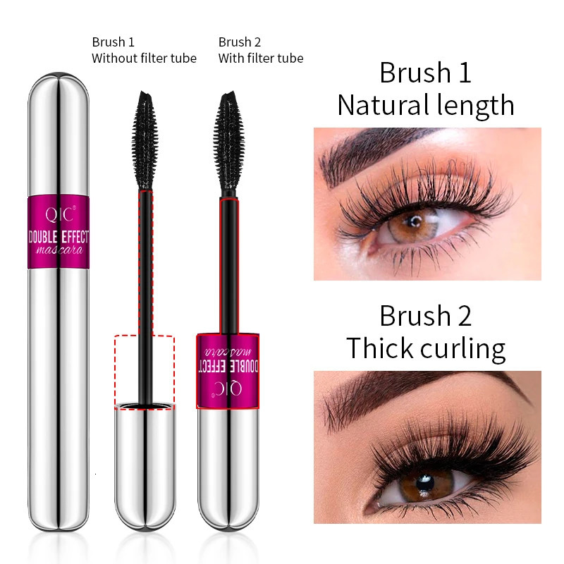2 In 1 Double-ends 4D Silk Fiber Eyelash Mascara Quick Dry Waterproof Thick Curling Rimel Maquiagem Silver Tube Eyelas 260715 - view 6