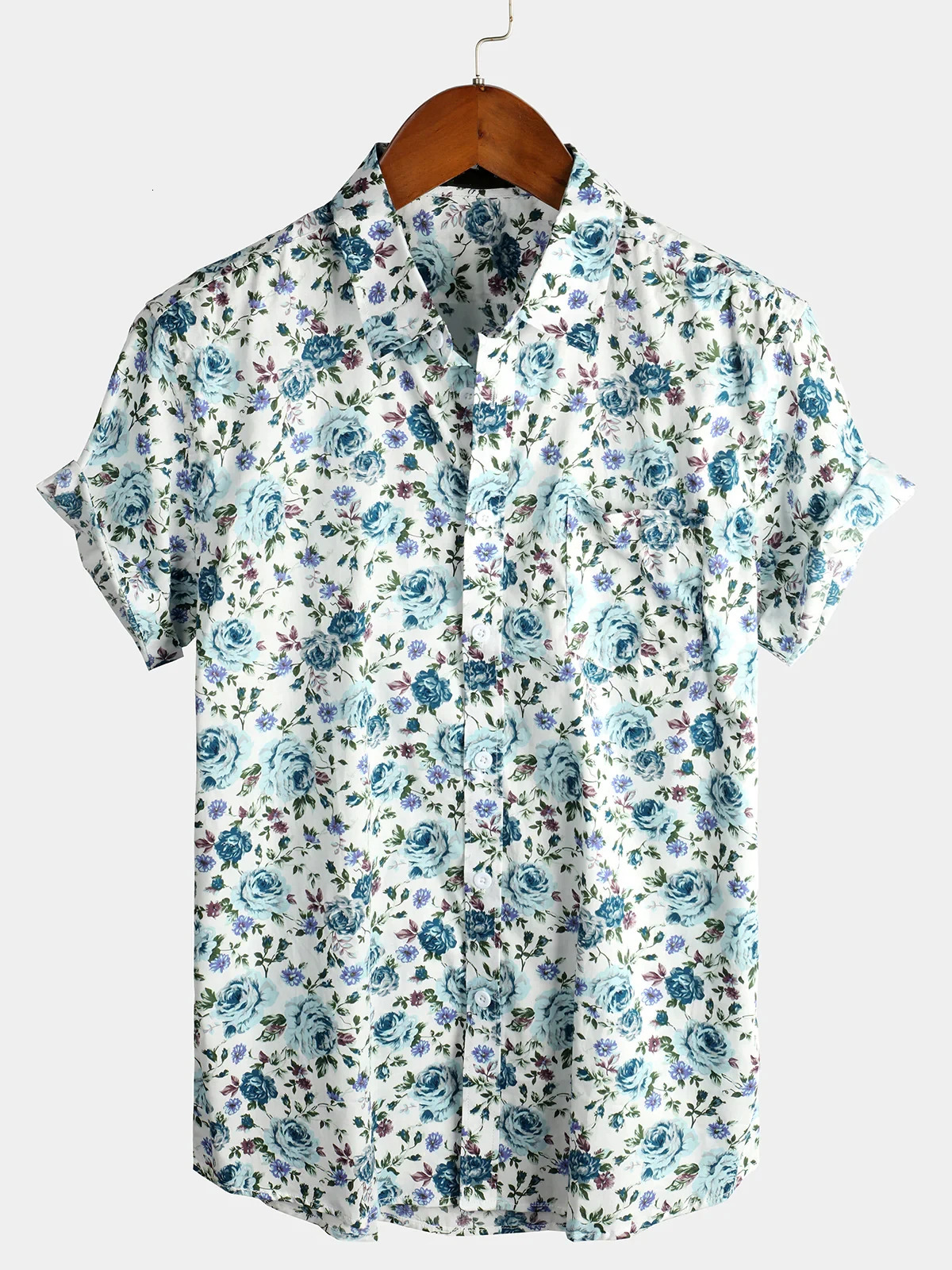 Mens Striped Casual Holiday Short Sleeve Orange Summer Button Down Shirt Hawaiian Shirt Summer Spring Lapel Button Down a260716 - view 4