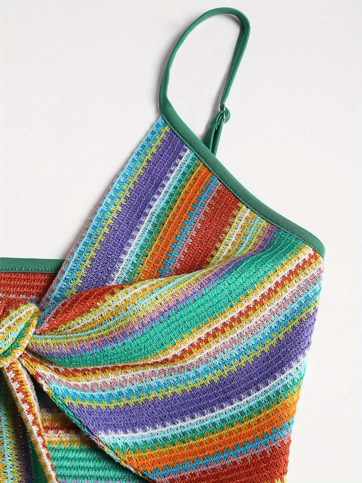 A Fashionable Striped Knitted Sleeveless Halter Dress and a Sexy Tie Long Dress That Are in Europe and America for Sprin 260715 - view 5