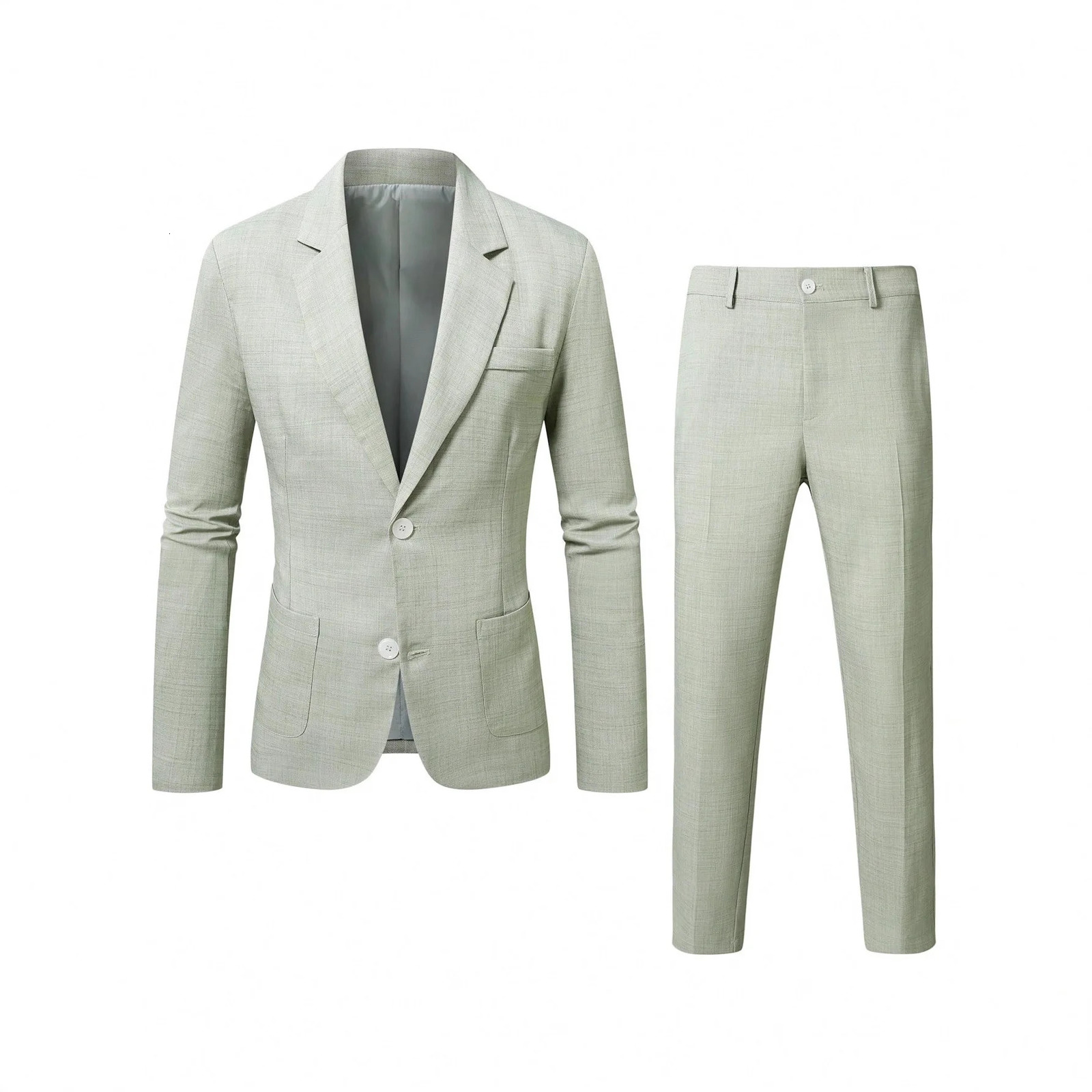 Casual Linen Tuxedo Suits for Men 2 Pieces Blazer and Pants Set Notched Lapel Mens Suit for Wedding Summer Beach Prom Party 260715 - view 6