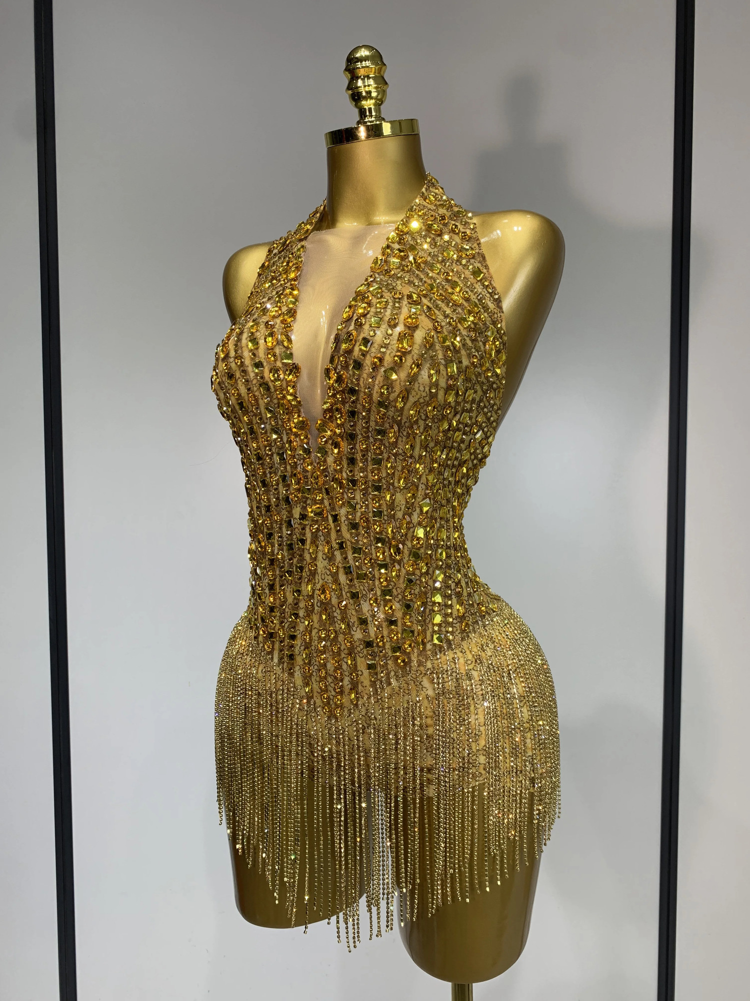 Women Sexy See Through Stretch Bodysuits Birthday Dancer Performance Wear Mesh Rhinestone Nightclub wife Outfit 260715 - view 3