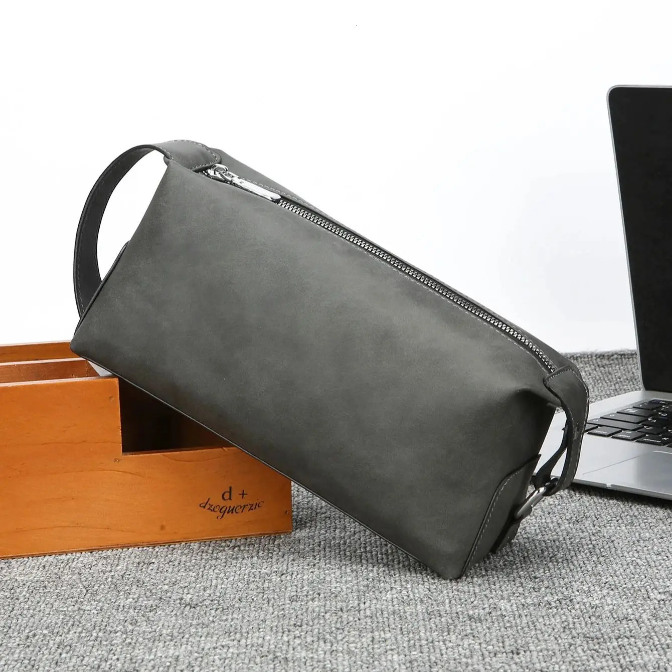 Mens Pu Leather Toiletry Bag Large Capacity Travel Dopp Kit with Double Zipper Portable Shaving Pouch for Daily Use 260715 - view 3