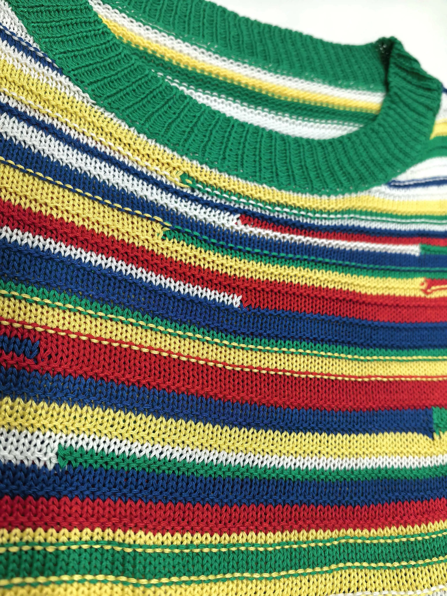 Multi-color rainbow-striped knitted round-neck short-sleeved dress suitable for various daily outfits elegant and casual women 260715 - view 7