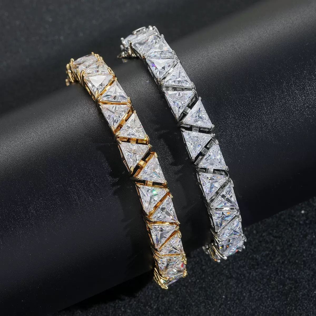 Fine Jewelry Wholesale Hip Hop Ice Out Bracelet 925 Sterling Silver Moissanite Diamond Tennis Chain Bracelet Triangle - view 5
