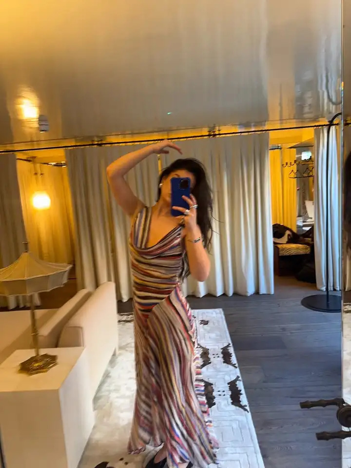 Summer Sleeveless Striped Spaghetti Strap Women Dress Irregular Tight Vacation Vestidos V-neck Fashion Long Skirt Loose 2026 260715 - view 3