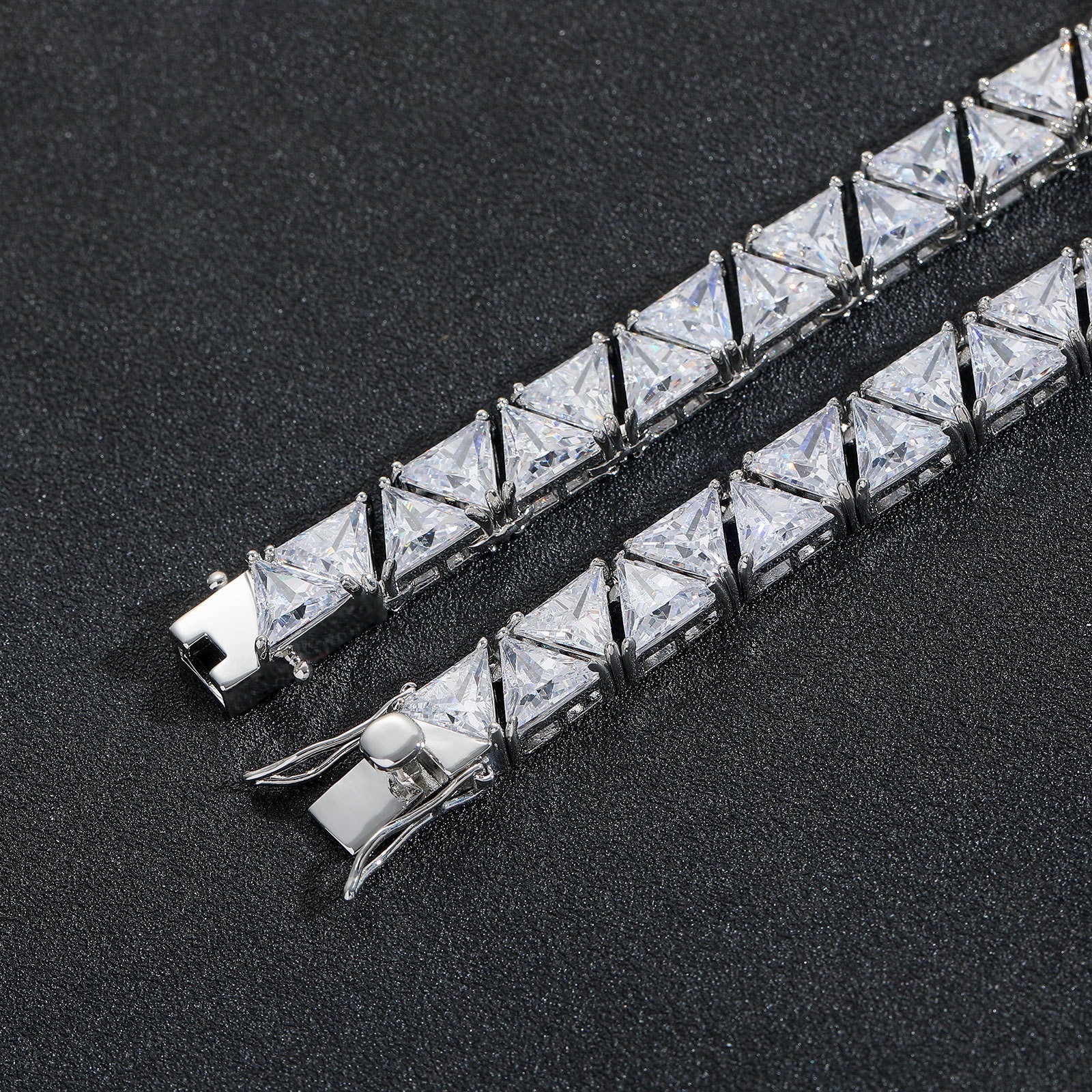 Fine Jewelry Wholesale Hip Hop Ice Out Bracelet 925 Sterling Silver Moissanite Diamond Tennis Chain Bracelet Triangle - view 7