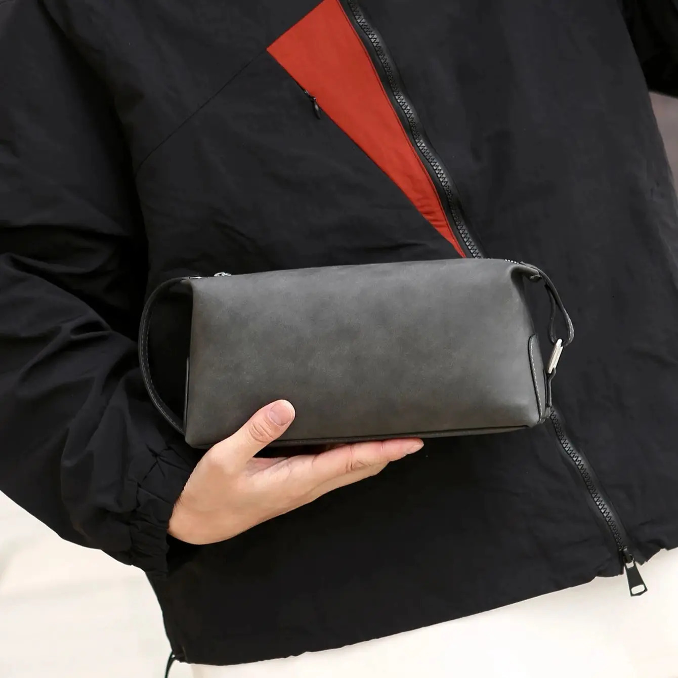 Mens Pu Leather Toiletry Bag Large Capacity Travel Dopp Kit with Double Zipper Portable Shaving Pouch for Daily Use 260715 - view 7