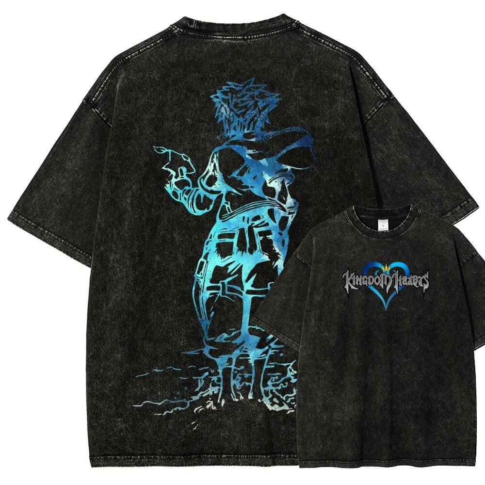 Hot Anime Kingdom Hearts New Model T-shirt Oversized personality Clothes Unisex Year round clothing Washed Retro Fashion 26Y0716 - view 4