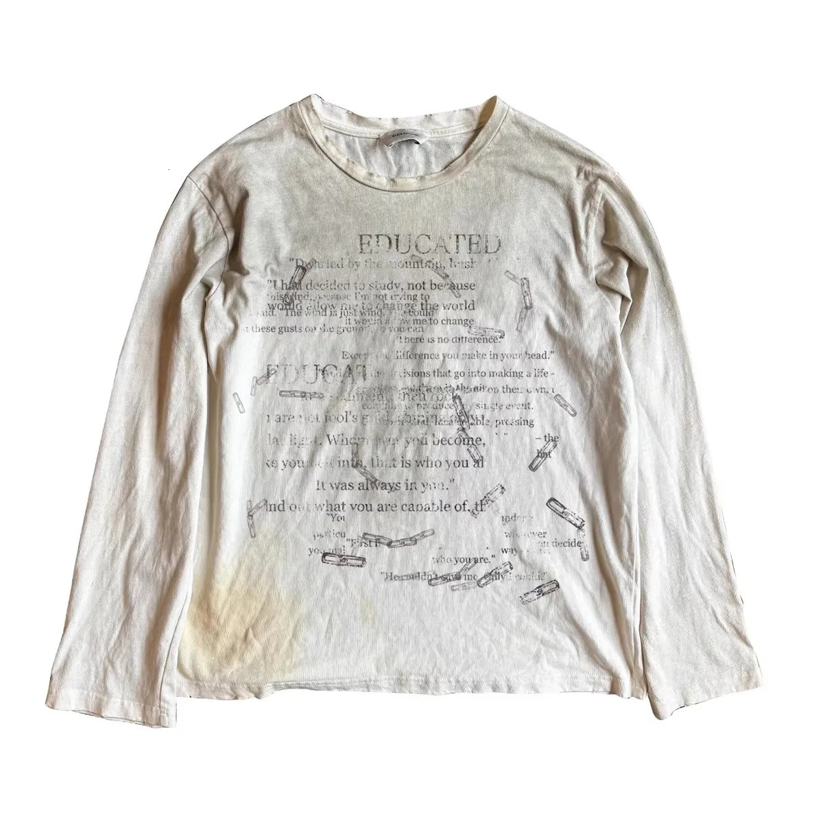 Vintage Washed Long Sleeves T-Shirt 2026 Summer Destroyed Dirty T Shirt Hip Hop Streetwear Cotton Tops Tees 260715 - view 7