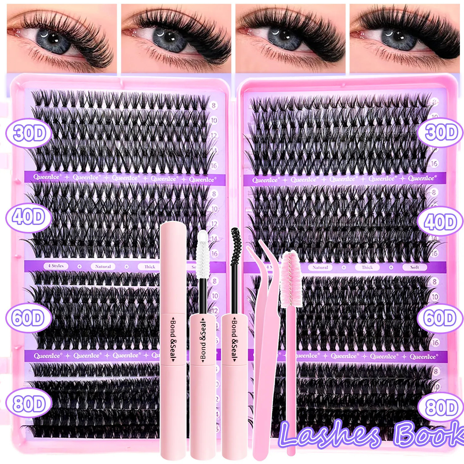 QUEENICE Lashes Cluster DIY Lash Extension Mixed Tray Clusters Eyelashes Fluffy Individual Lashes Cat Eye Lash Extension260716 - view 4